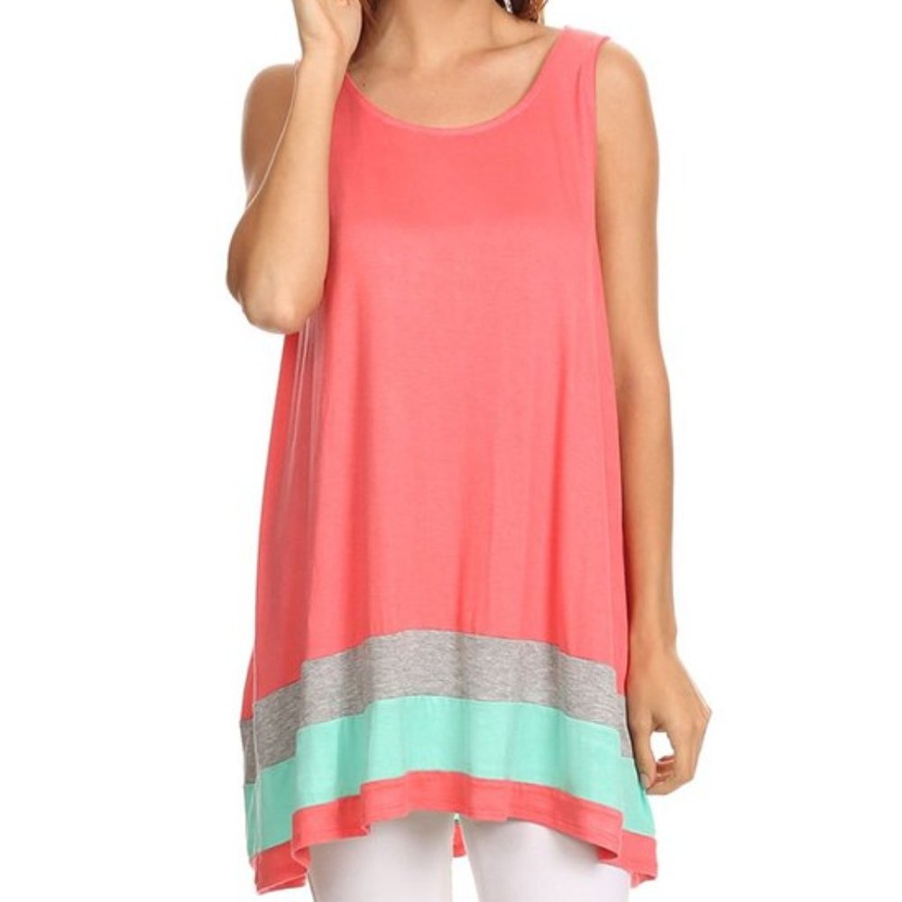 Coral & Mint Hi-Low Tunic